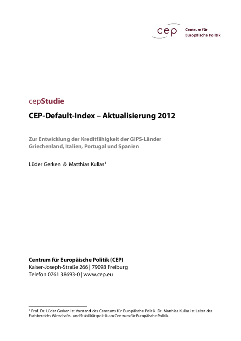 cepDefault-Index – Aktualisierung 2012 für die GIPS-Länder