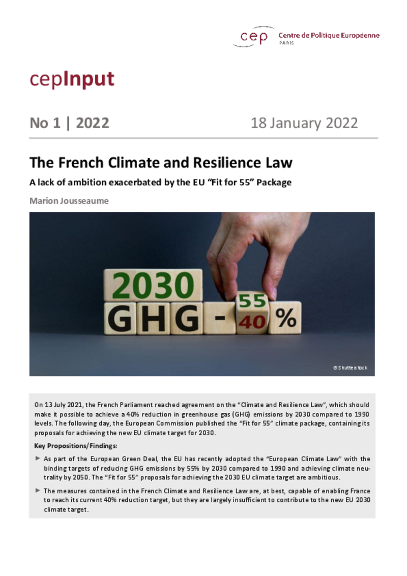 The French Climate and Resilience Law (cepInput)