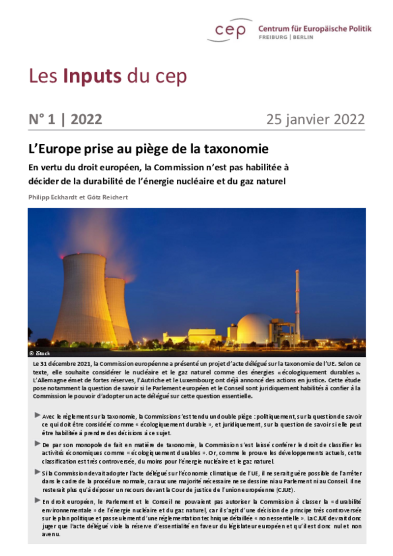 L’Europe prise au piège de la taxonomie
