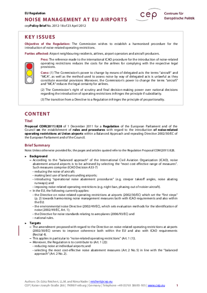 Noise Management at EU Airports