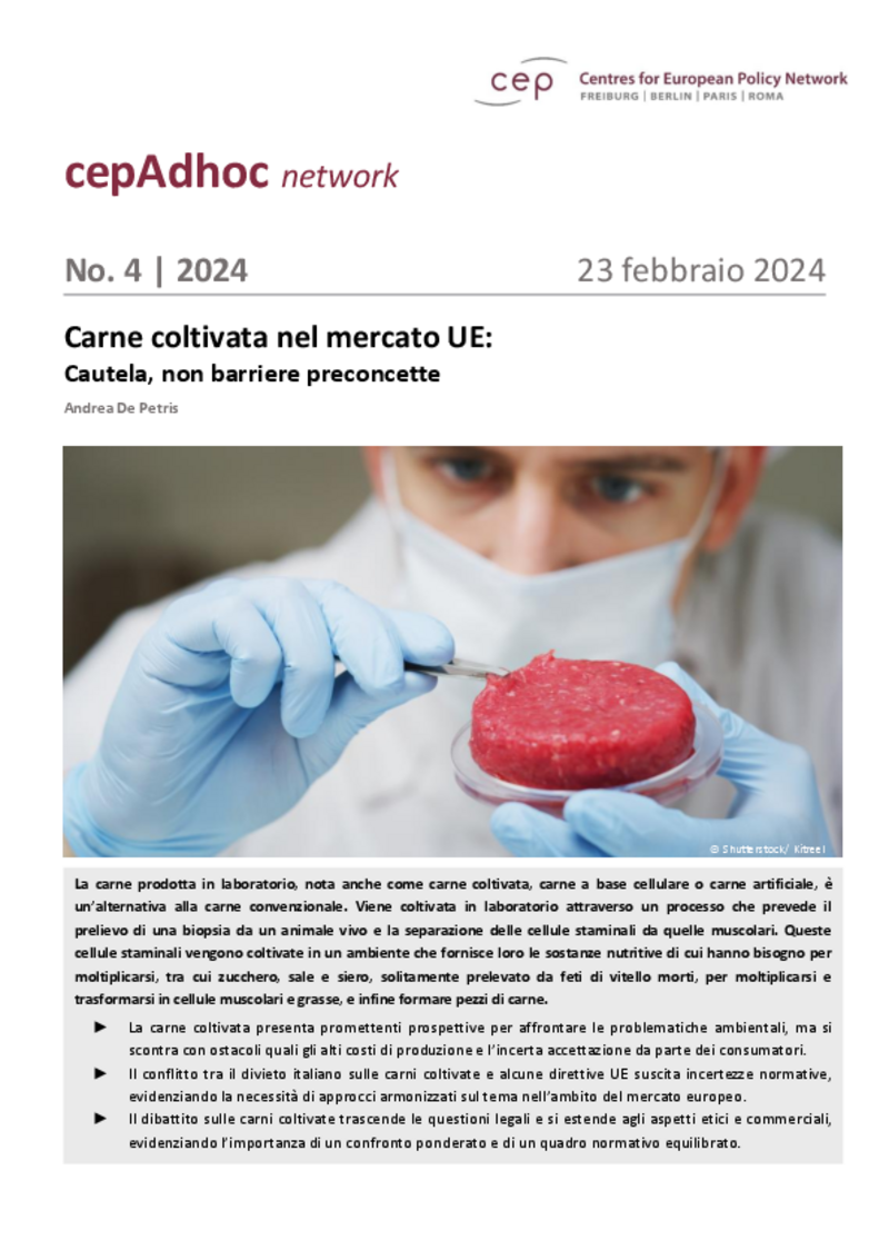 Carne coltivata nel mercato europeo