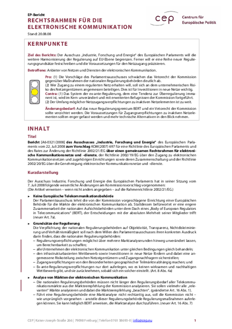 Rechtsrahmens für die elektronische Kommunikation