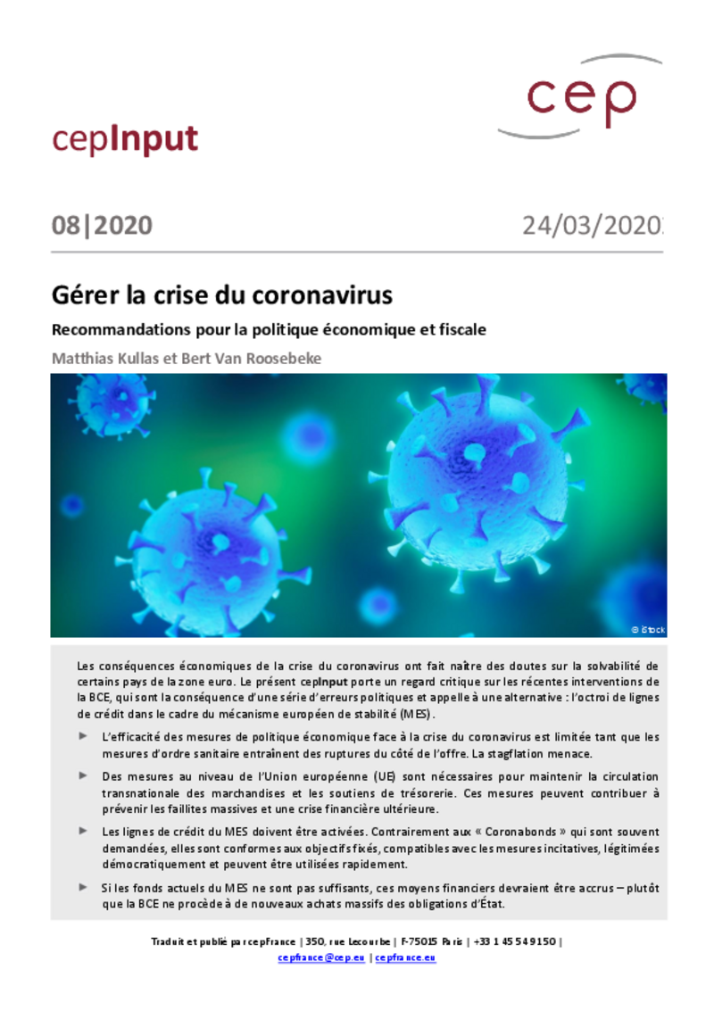 Gérer la crise du coronavirus