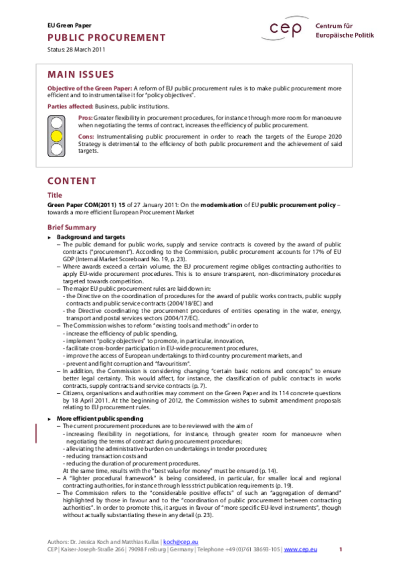 Public Procurement COM(2011) 15