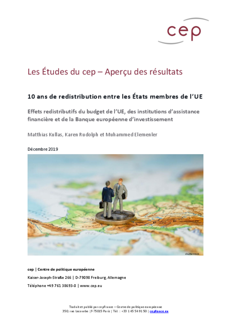 10 ans de redistribution entre les États membres de l’UE (cepÉtudes)
