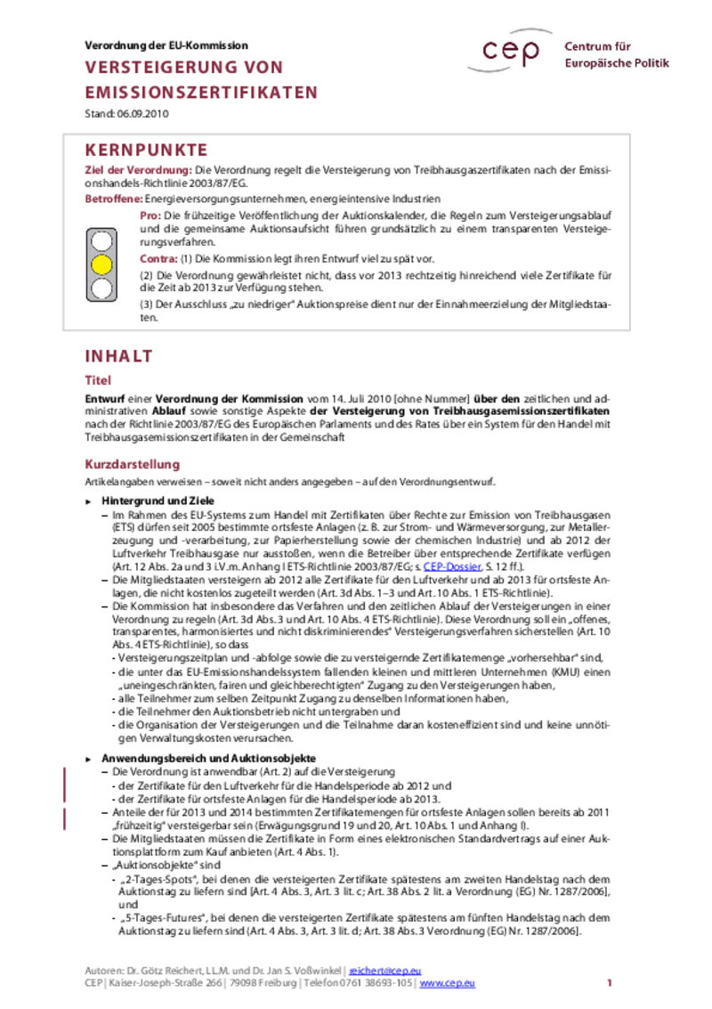 Versteigerung von Emissionszertifikaten