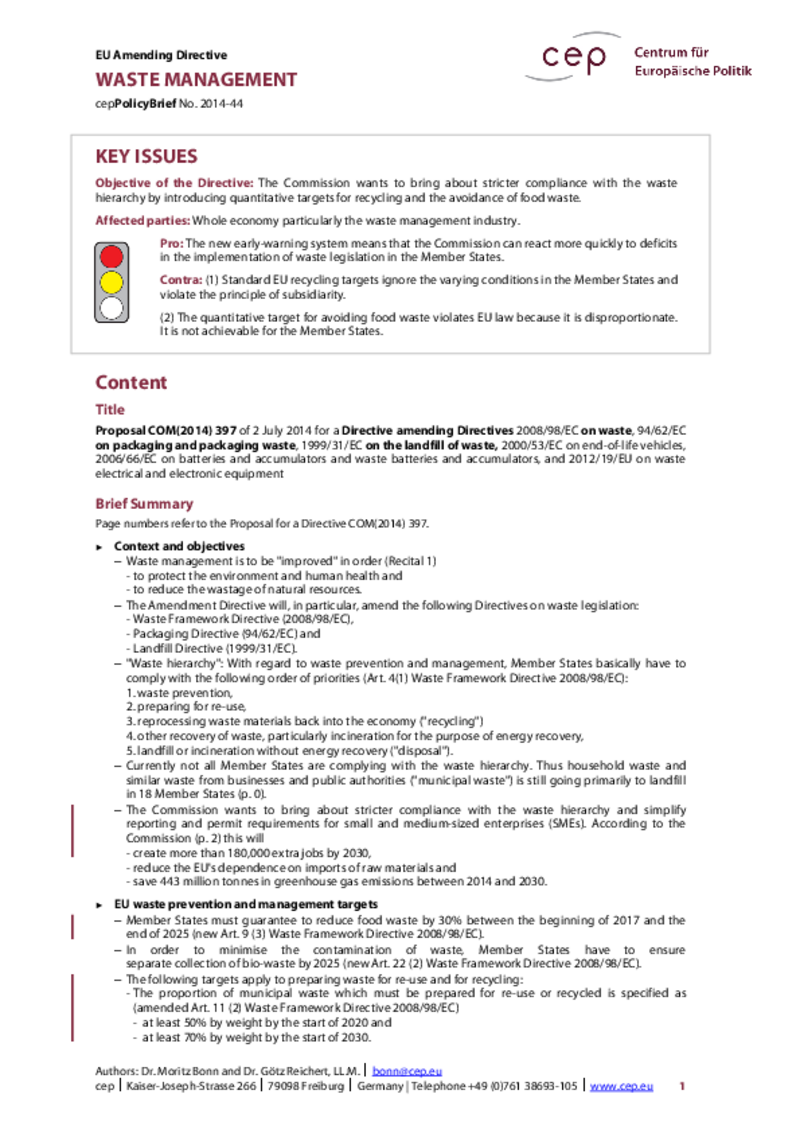 Waste Management COM(2014) 397