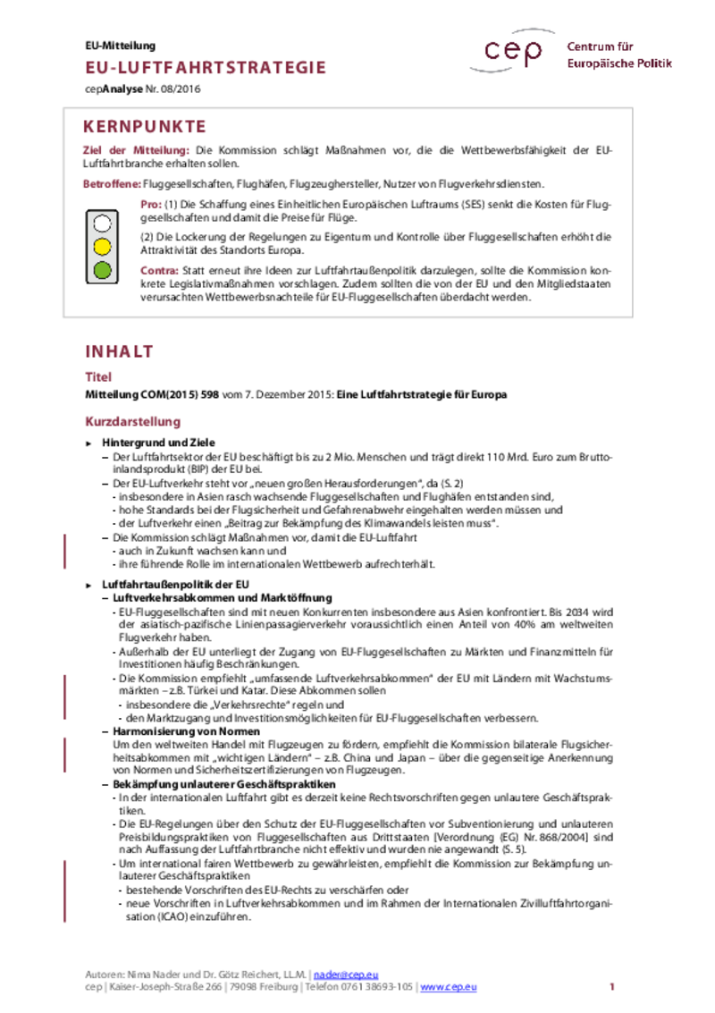 EU-Luftfahrtstrategie COM(2015) 598