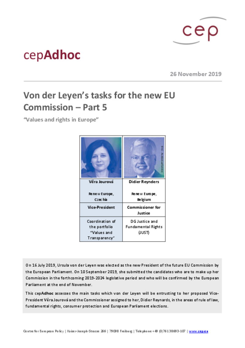 Values and rights in Europe: Von der Leyen’s tasks for the new EU Commission – Part 5 (cepAdhoc)