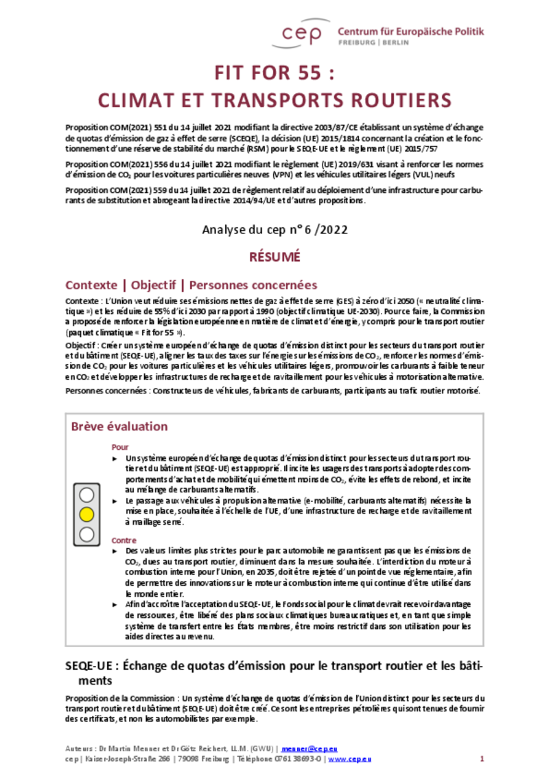 FIT FOR 55 : CLIMAT ET TRANSPORTS ROUTIERS-version courte