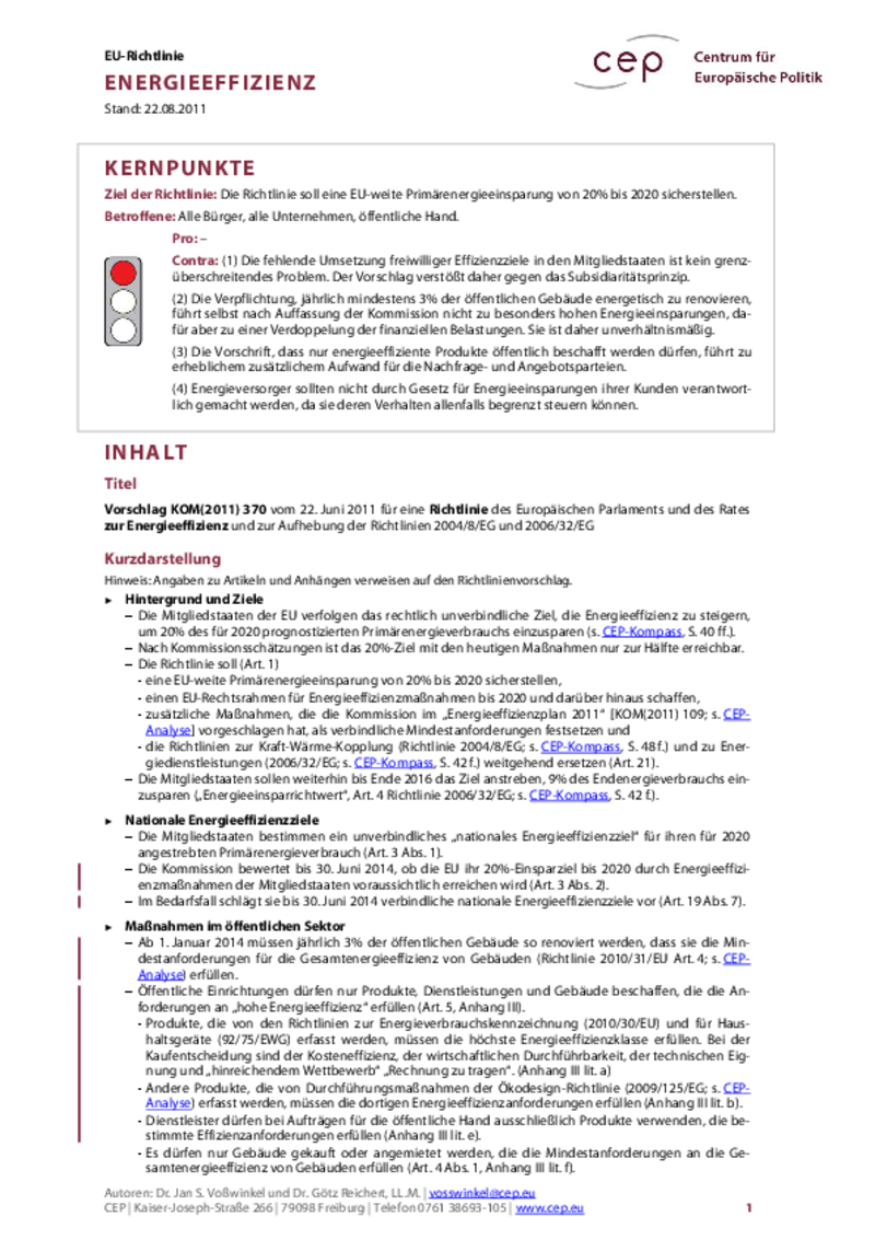 Energieeffizienz KOM(2011) 370