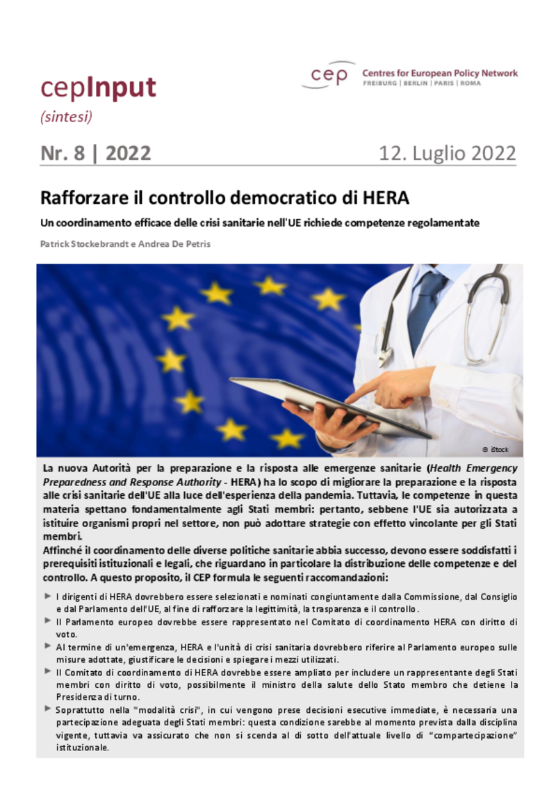 Rafforzare il controllo democratico di HERA (cepInput)