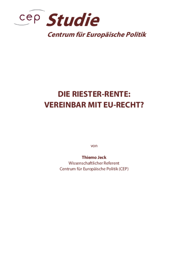 Die Riester-Rente: Vereinbar mit EU-Recht?