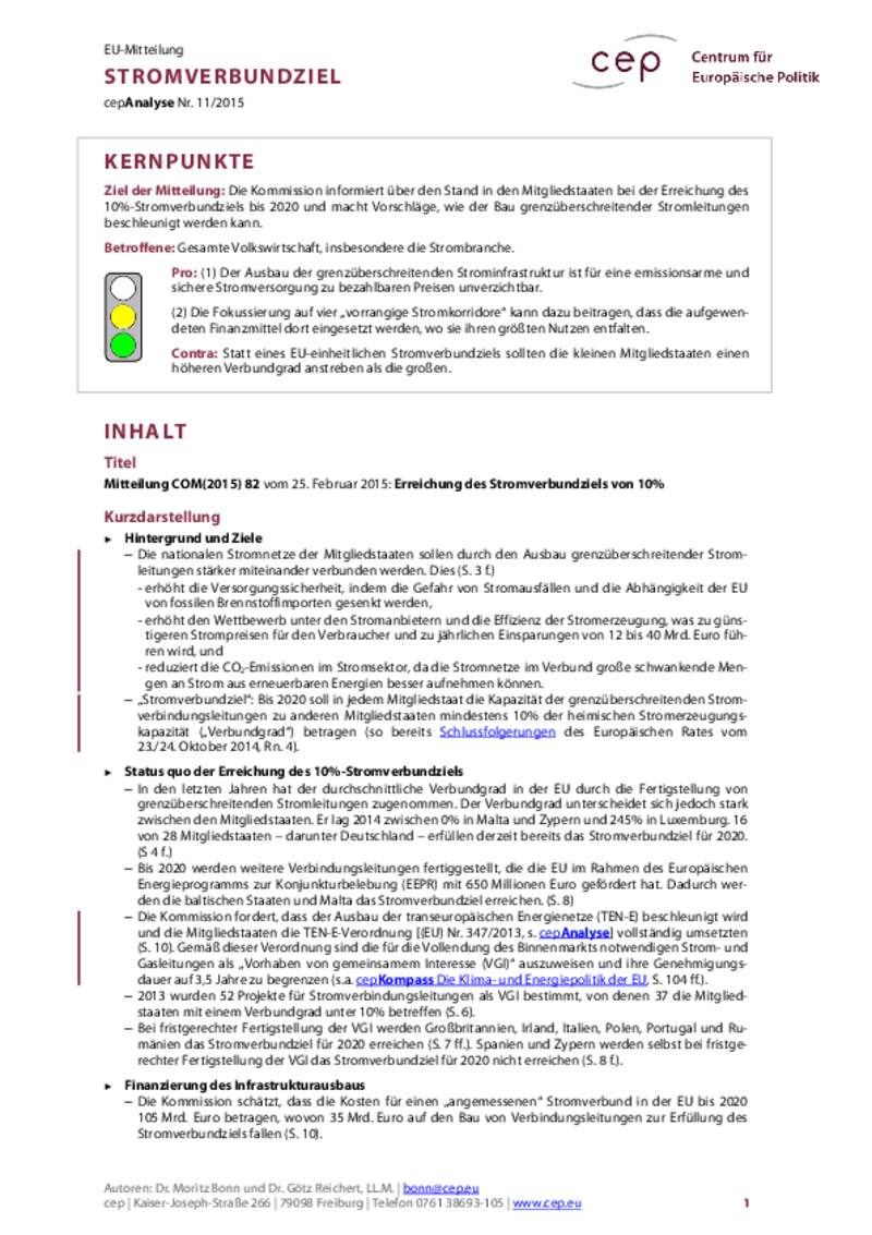 Stromverbundziel COM(2015) 82