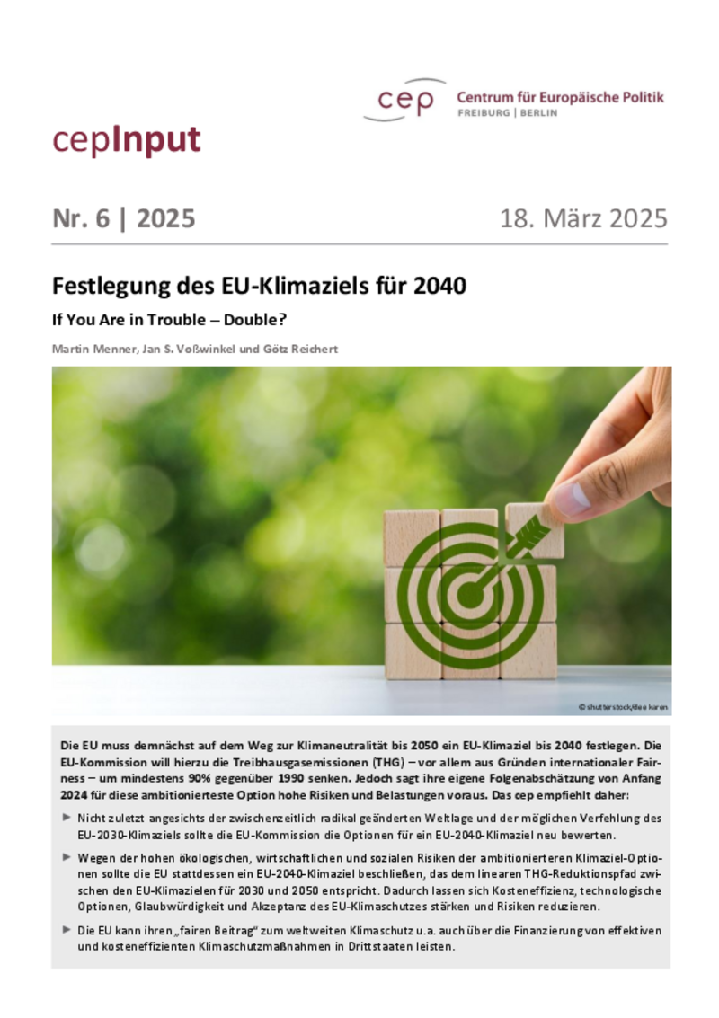 Festlegung des EU-Klimaziels für 2040