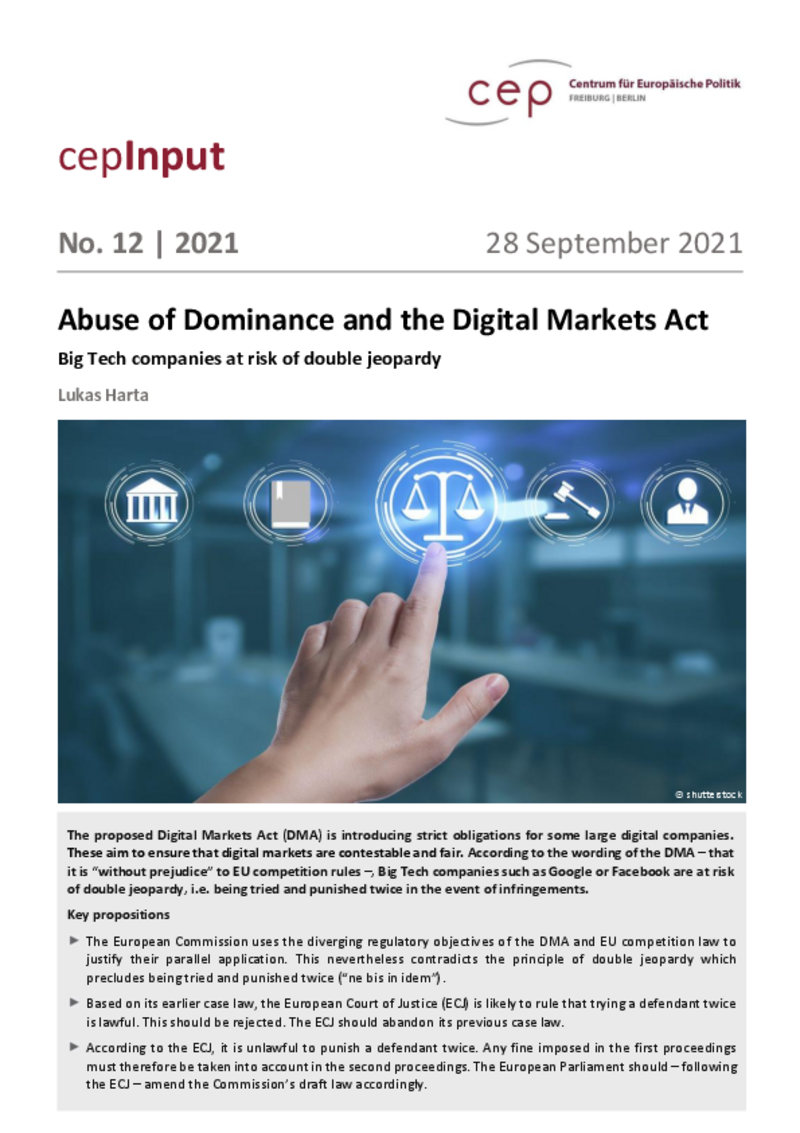 Abuse of Dominance and Digital Markets Act (cepInput)