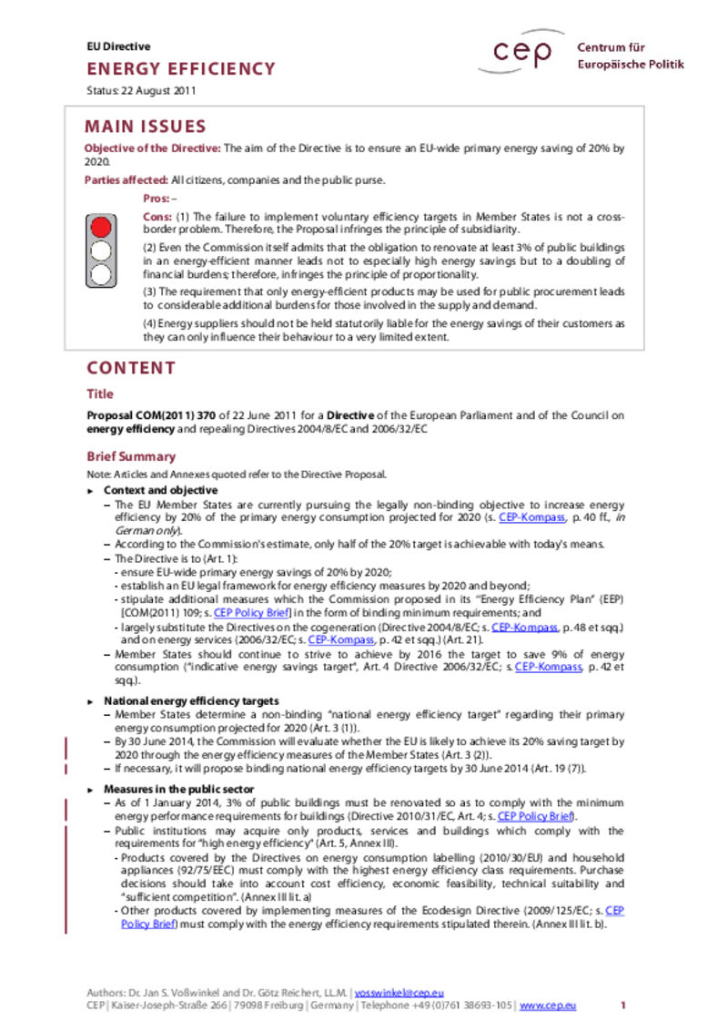 Energy Efficiency COM(2011) 370