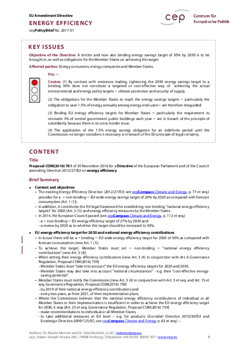 Energy Efficiency COM(2016) 761