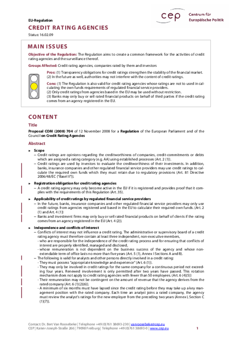 Credit Rating Agencies COM(2008) 704