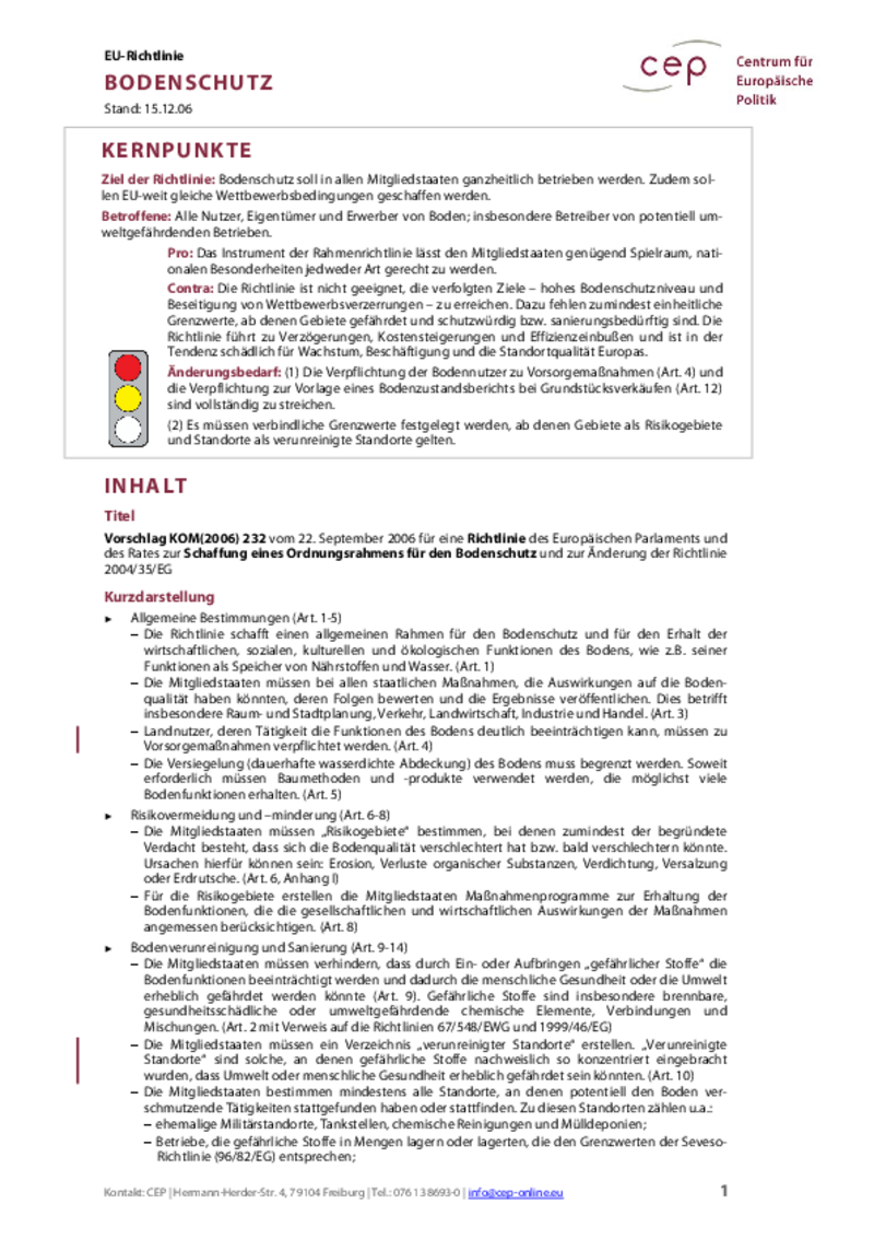 Bodenschutz KOM(2006) 232