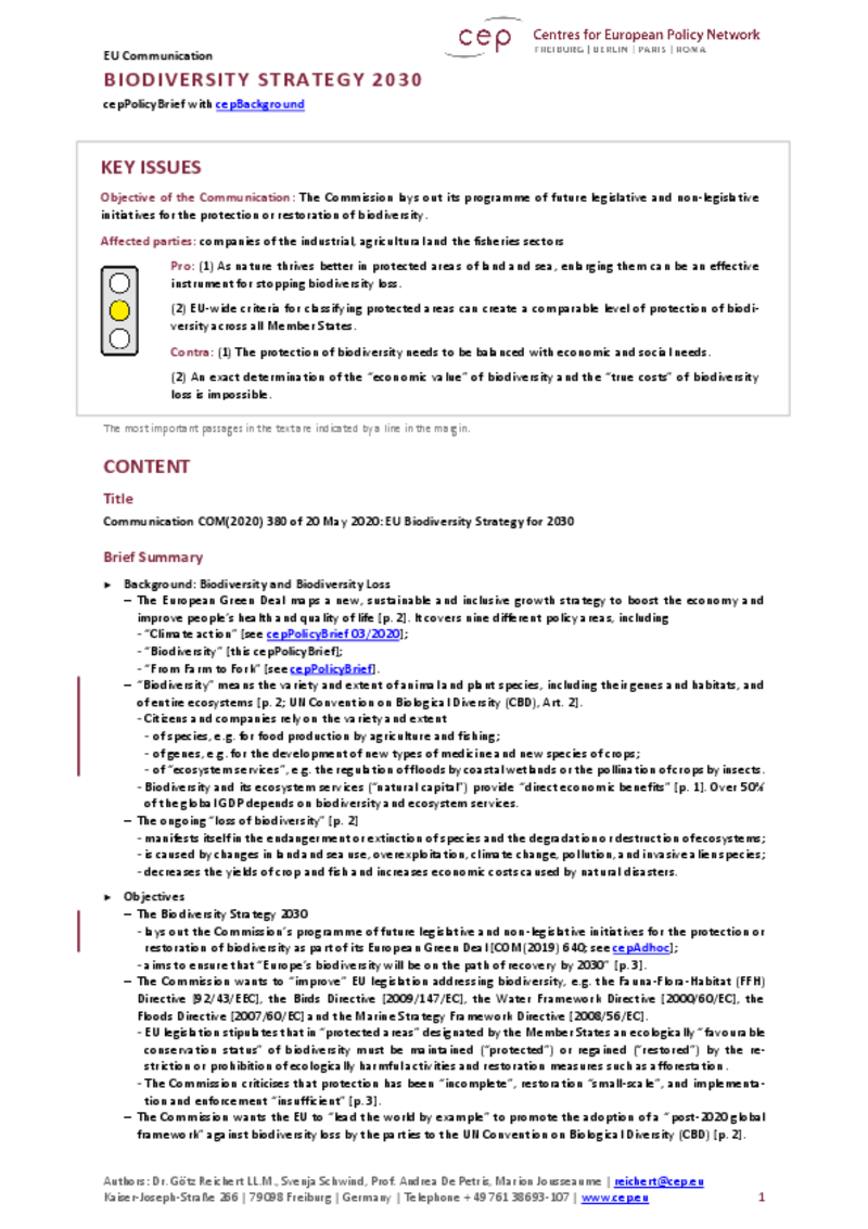 Biodiversity Strategy 2030 (cepPolicyBrief)