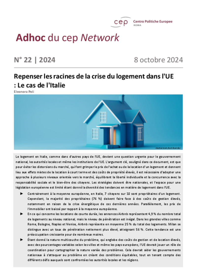 Repenser les racines de la crise du logement dans l'UE : Le cas de l'Italie