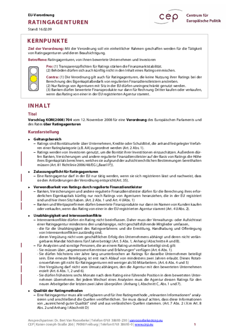 Ratingagenturen KOM(2008) 704