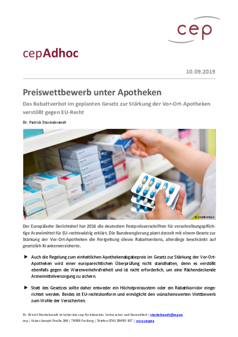Preiswettbewerb unter Apotheken (cepAdhoc)