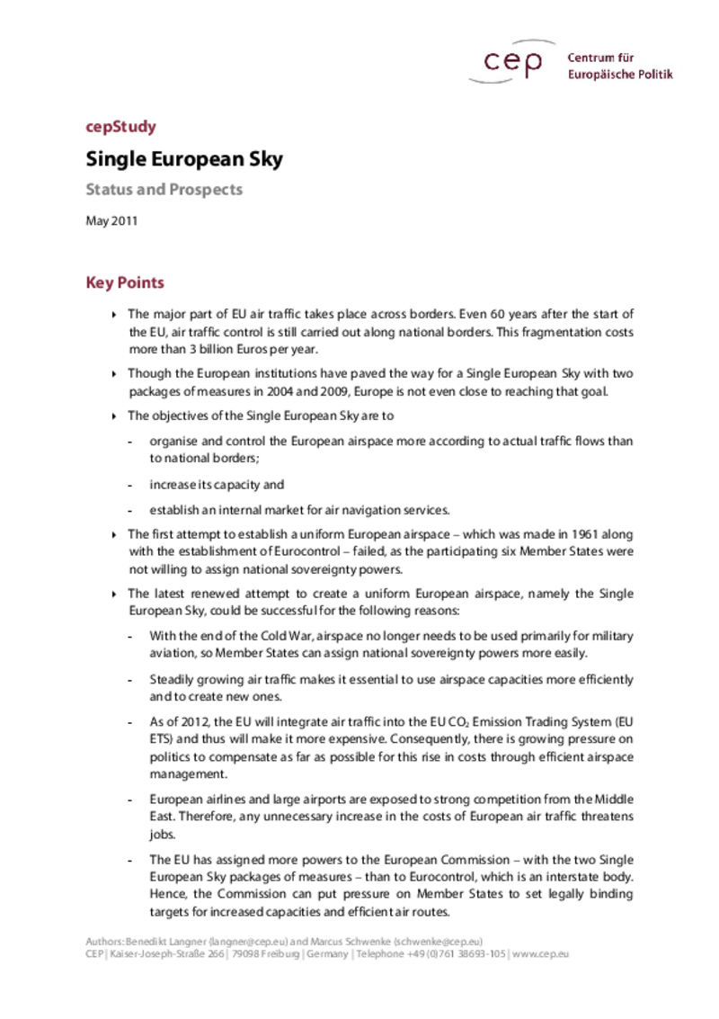 cepStudy: Single European Sky (Key Points)
