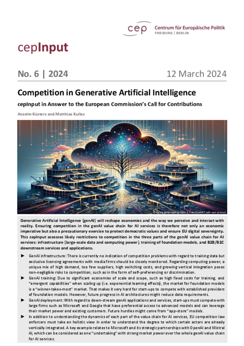 Competition in Generative Artificial Intelligence (cepInput)