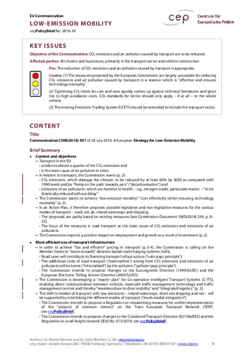Low-Emission Mobility COM(2016) 501