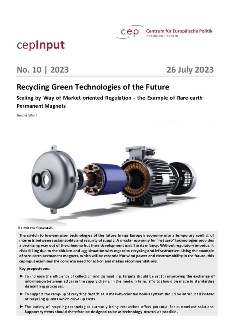 Le recyclage des métaux utiles à la transition énergétique exige de l’UE un engagement de très long-terme