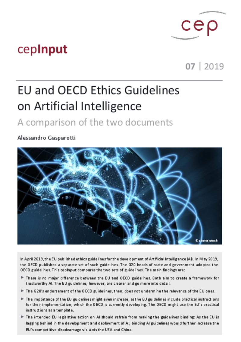 Ethische Richtlinien für Künstliche Intelligenz der EU und der OECD (cepInput)