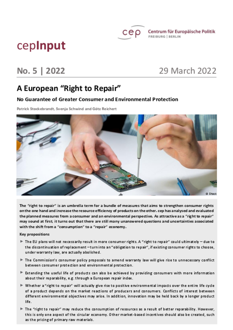 European Right to Repair (cepInput)