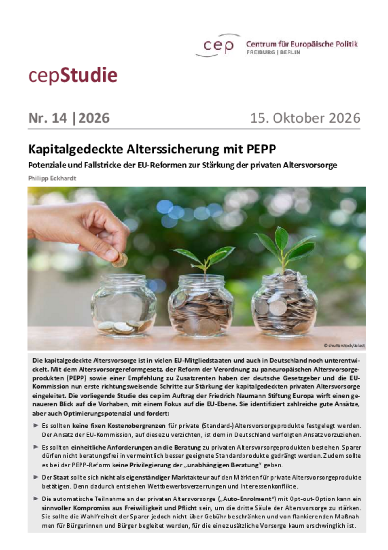 Kapitalgedeckte Alterssicherung mit PEPP