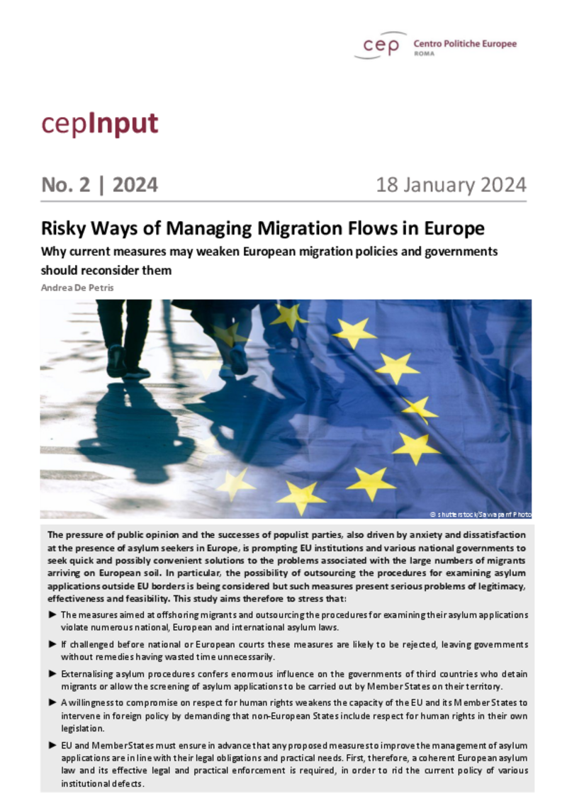 Risky Ways of Managing Migration Flows in Europe (cepInput)