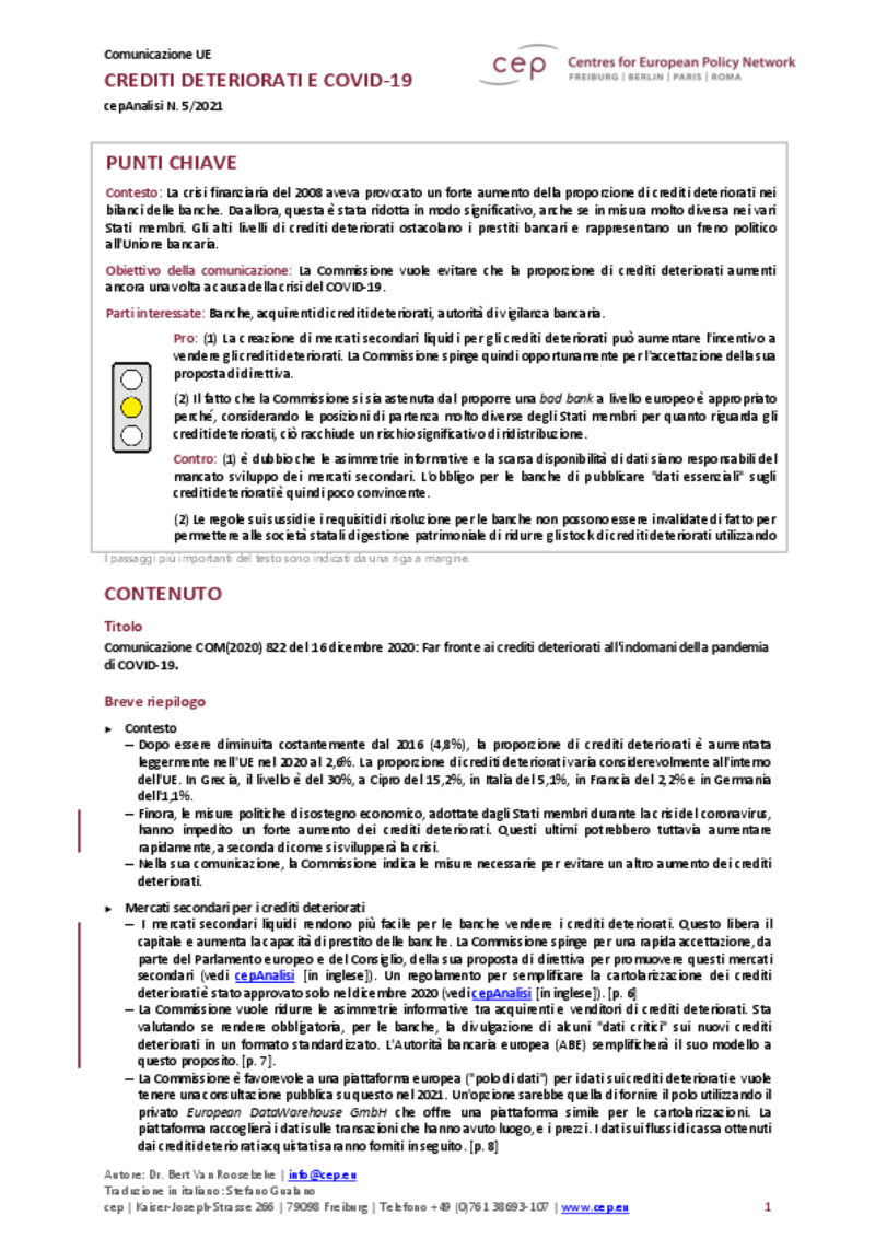 Crediti deteriorati e COVID-19