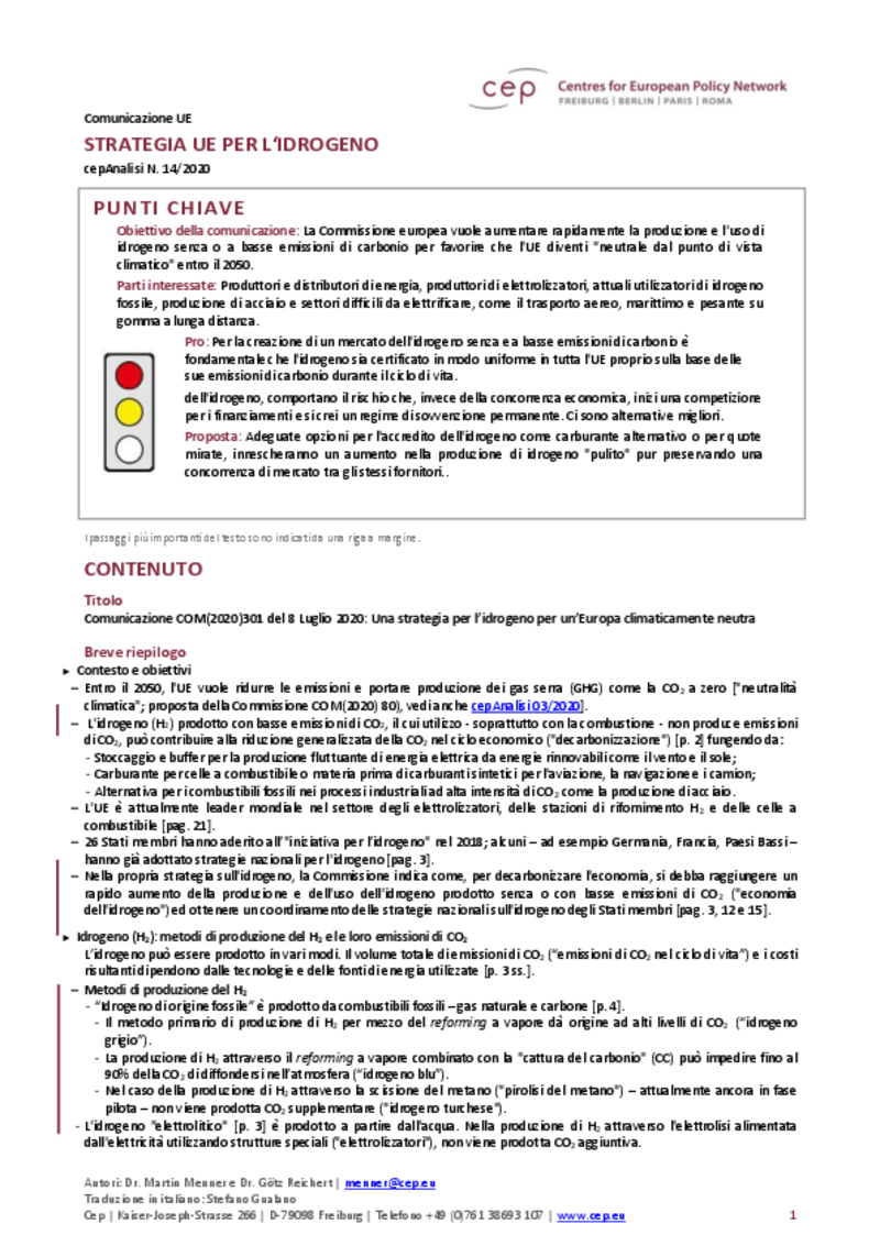 Strategia UE per l’idrogeno