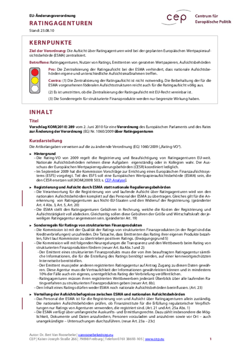 Ratingagenturen KOM(2010) 289