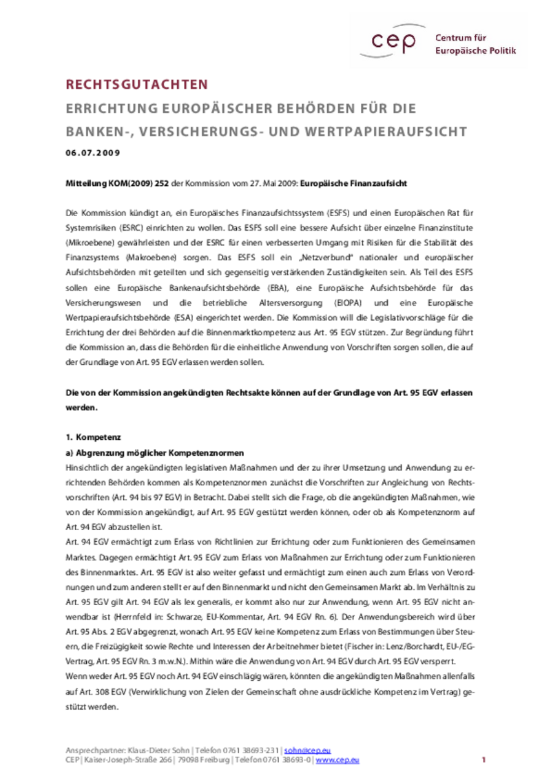 cepGutachten zur Kompetenzgrundlage