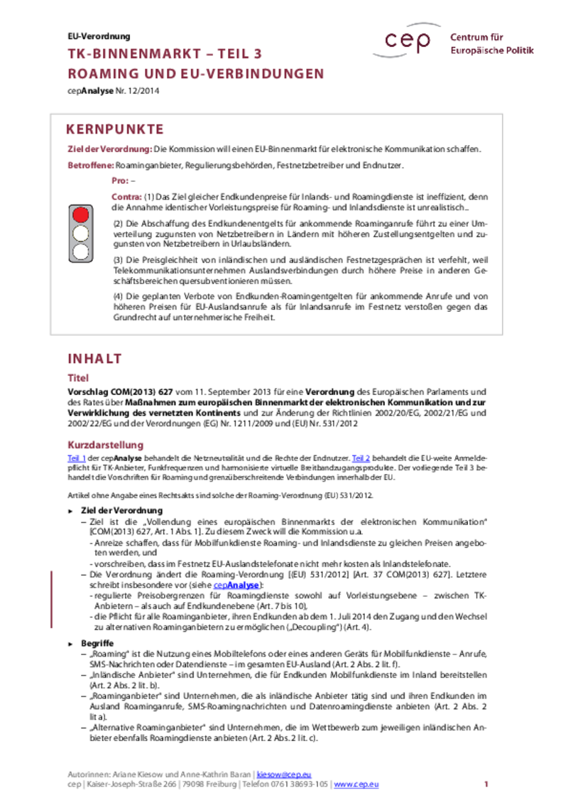 TK-Binnenmarkt - Teil 3 COM(2013) 627