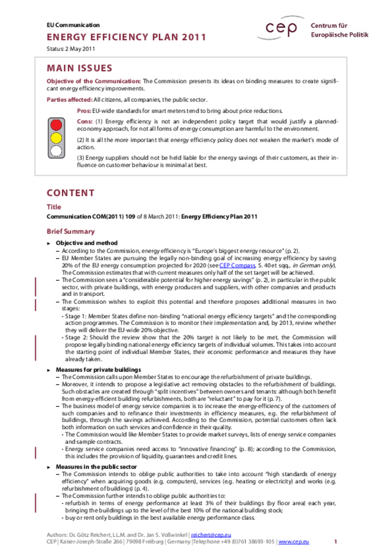 Energy Efficiency Plan 2011 COM(2011) 109