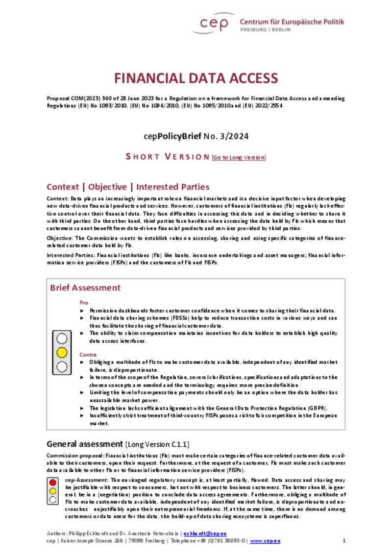 Financial Data Access (cepPolicyBrief Short Version)