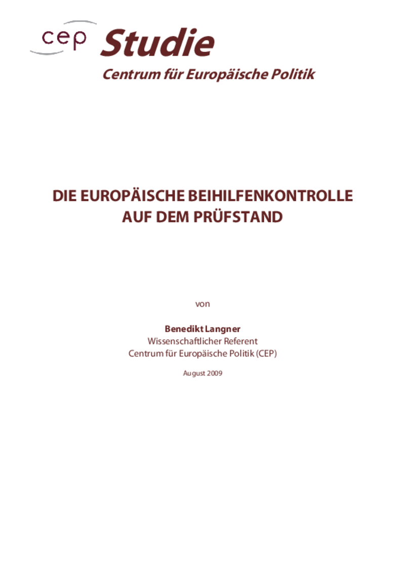Die europäische Beihilfenkontrolle auf dem Prüfstand