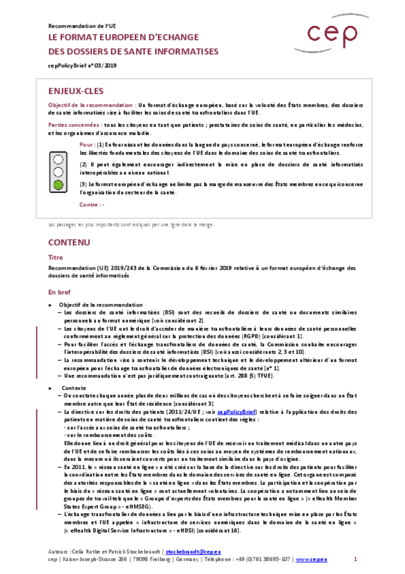 Le format européen d’échange des dossiers de santé informatisés