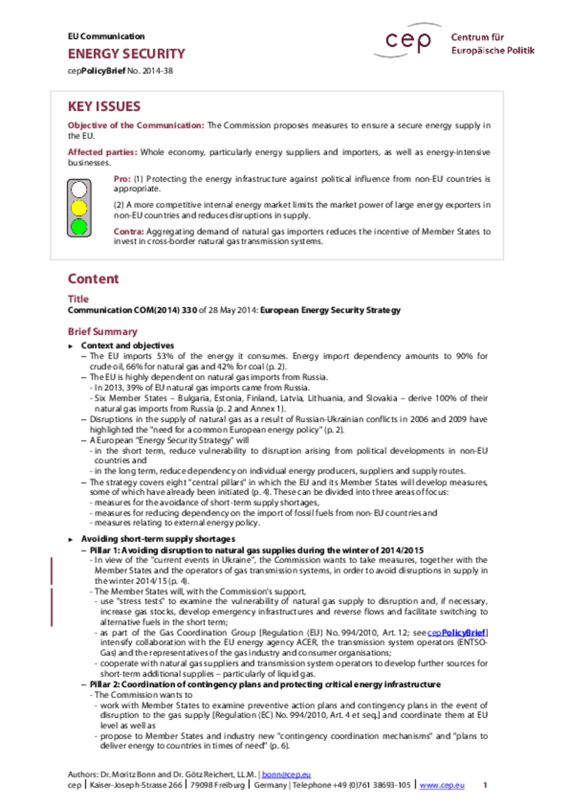 Energy Security COM(2014) 330