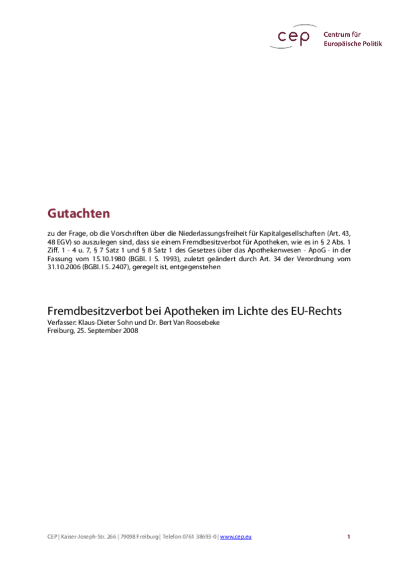Fremdbesitzverbot von Apotheken
