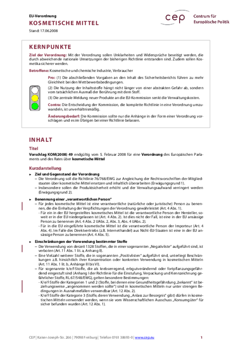 Kosmetische Mittel KOM(2008) 49