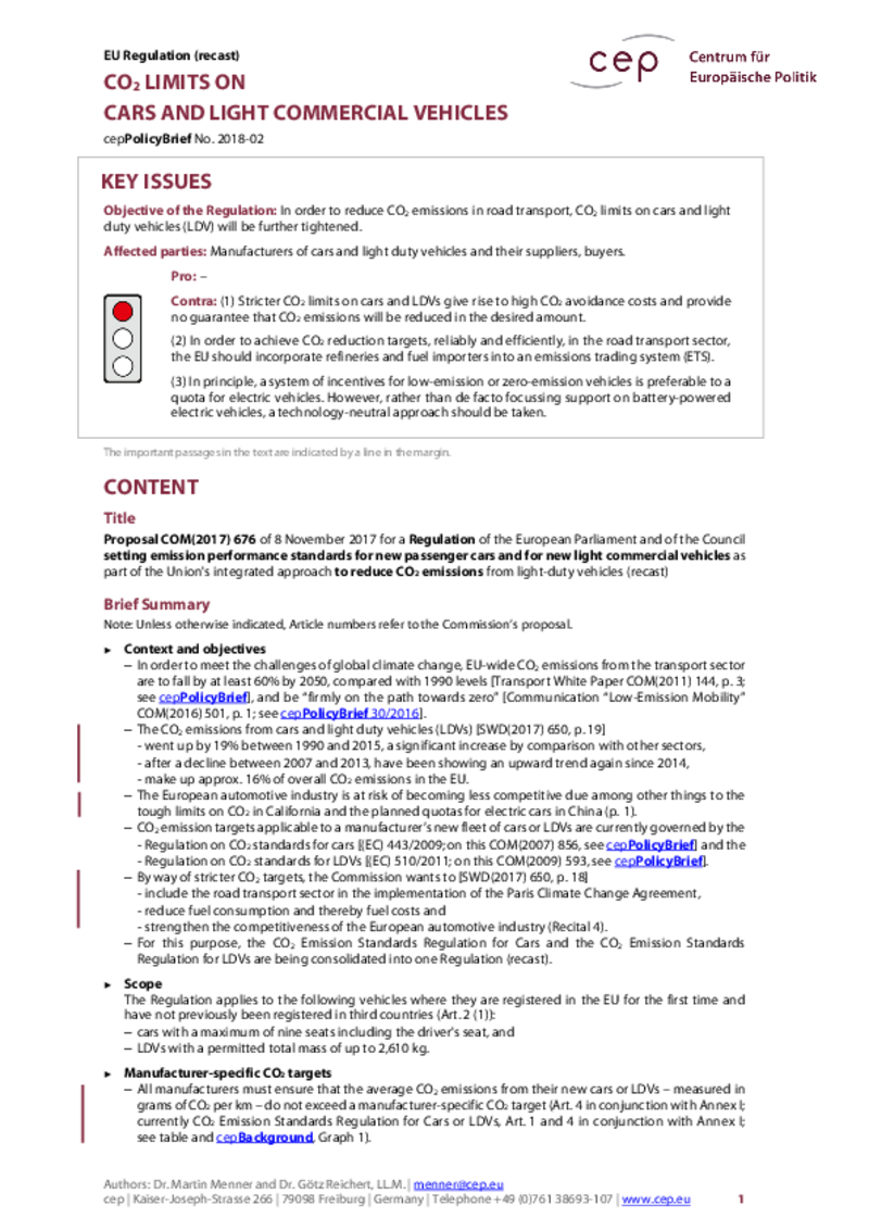 CO2 Limits on Cars and Light Commercial Vehicles