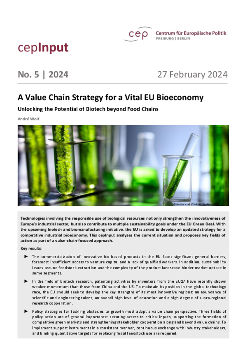 Una strategia europea per la bioeconomia Liberare il potenziale delle biotecnologie al di là delle catene alimentari